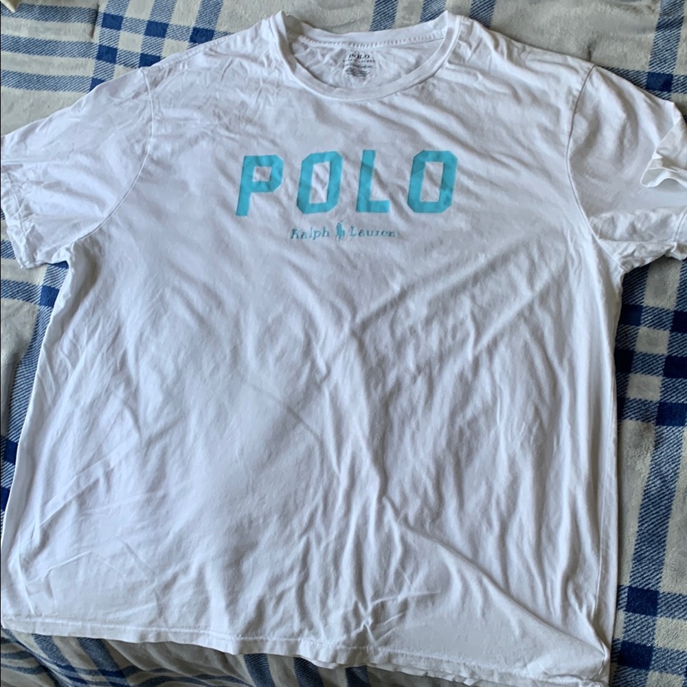 Ralph Lauren White and Blue Polo Tee